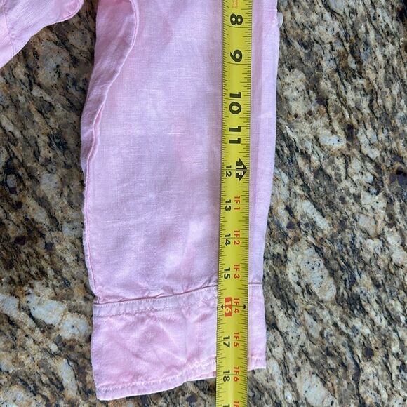 Fresh Produce Linen Pink Roll Tab Sleeve Button Down Shirt Size M - Picture 7 of 10